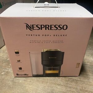Nespresso Vertuo Pop+ Deluxe Coffee Machine - Black with Gold Accents